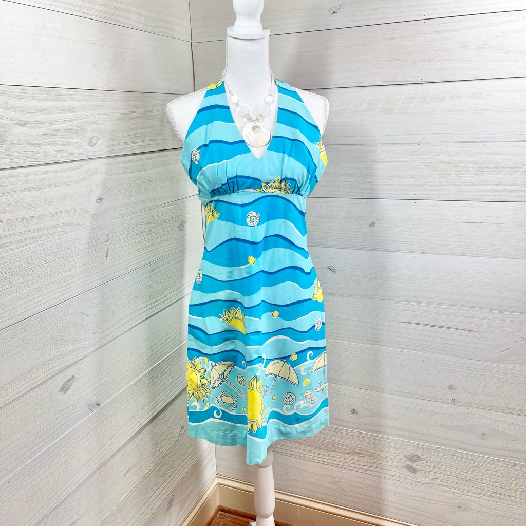 Lilly Pulitzer White Label Cruise Blue B & T Celia Dress 6 Free Ship